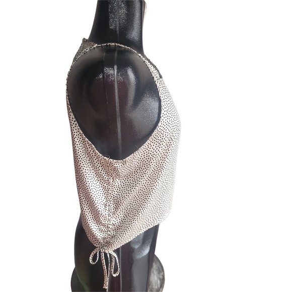 Zara Beige And Black Polka Dot Cropped Tank Top XL - Picture 3 of 6